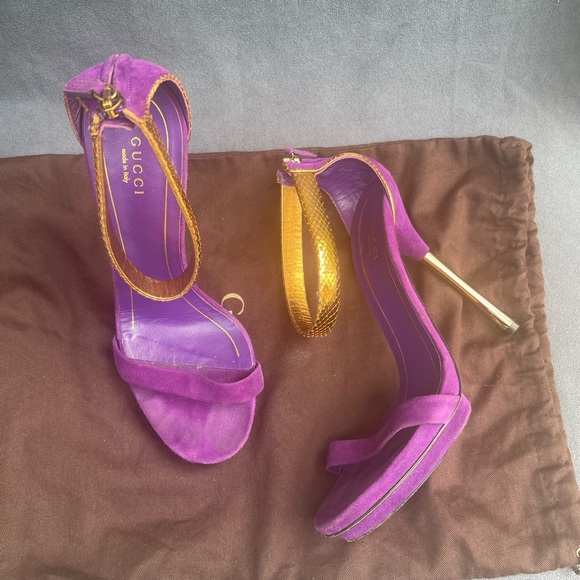 Gucci Suede and Python Sandals - Picture 17 of 17